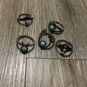Turquoise Silver Ring Set